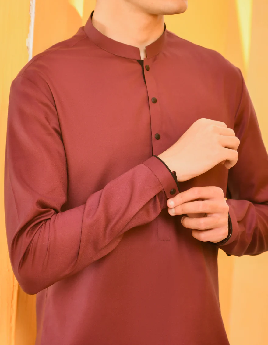 MAROON COTTON KURTA | JTK-S-US-38485/S22/JJ8134-CL - Image 2