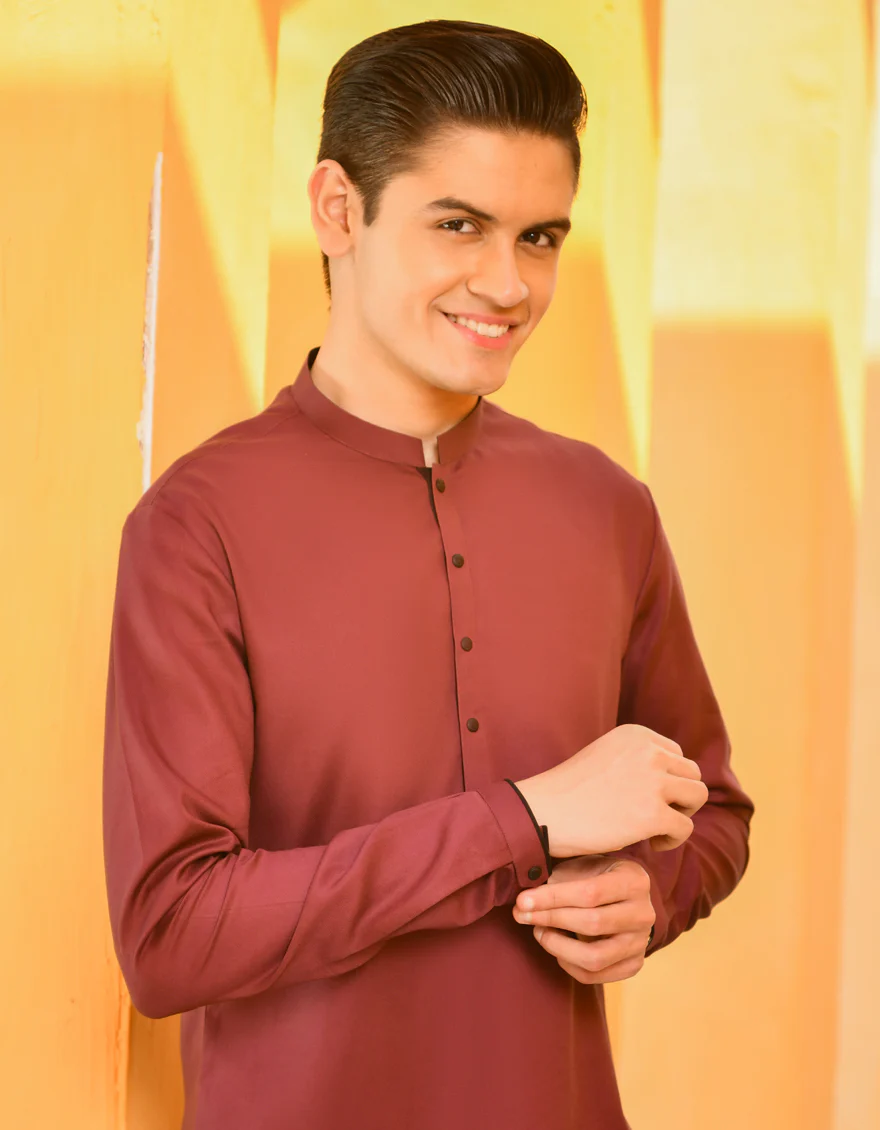 MAROON COTTON KURTA | JTK-S-US-38485/S22/JJ8134-CL - Image 4