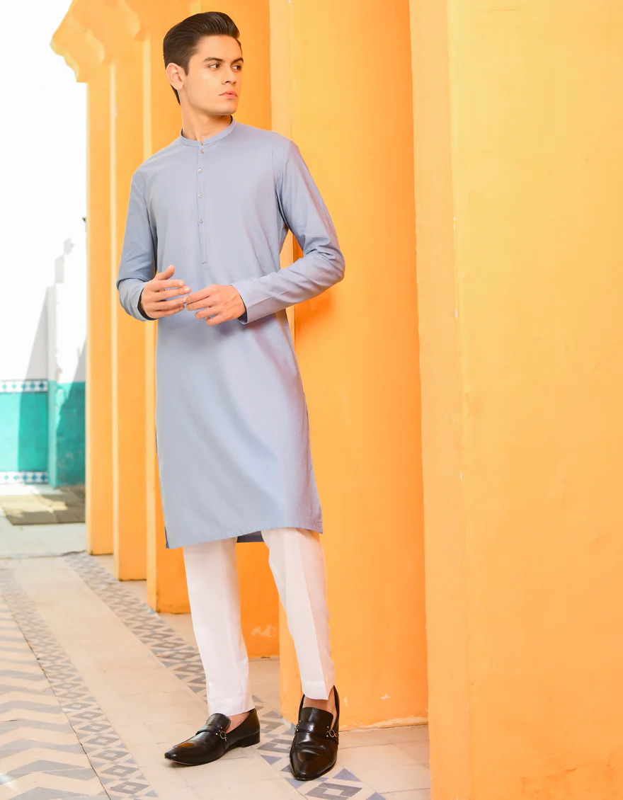 LIGHT BLUE COTTON KURTA | JTK-S-US-38486/S22/JJ7660-PN - Image 4