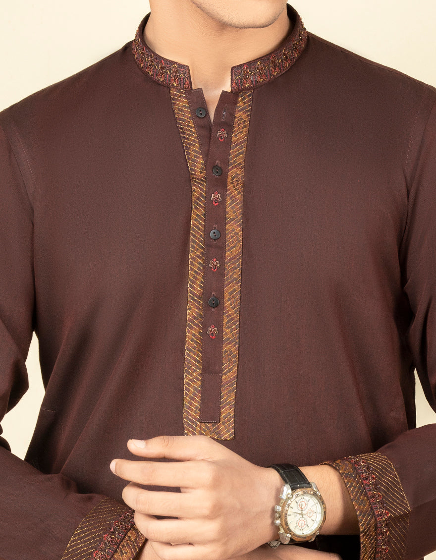 MAROON BLENDED KURTA | JTK-S-US-38489/S22/JJ7610-FL - Image 2