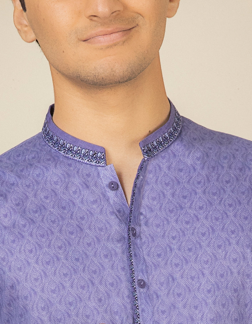 PURPLE COTTON KURTA | JTK-S-US-38498/S22/JJ7546-SF - Image 2
