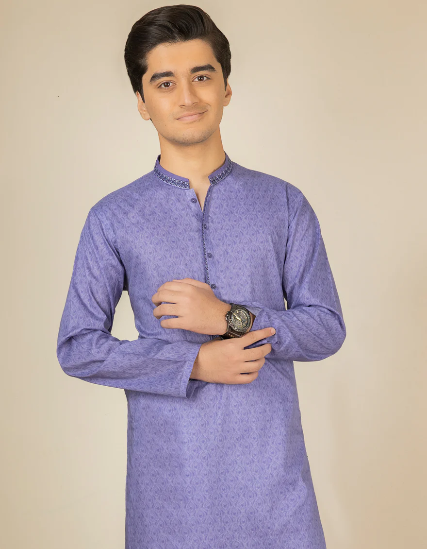 PURPLE COTTON KURTA | JTK-S-US-38498/S22/JJ7546-SF - Image 3
