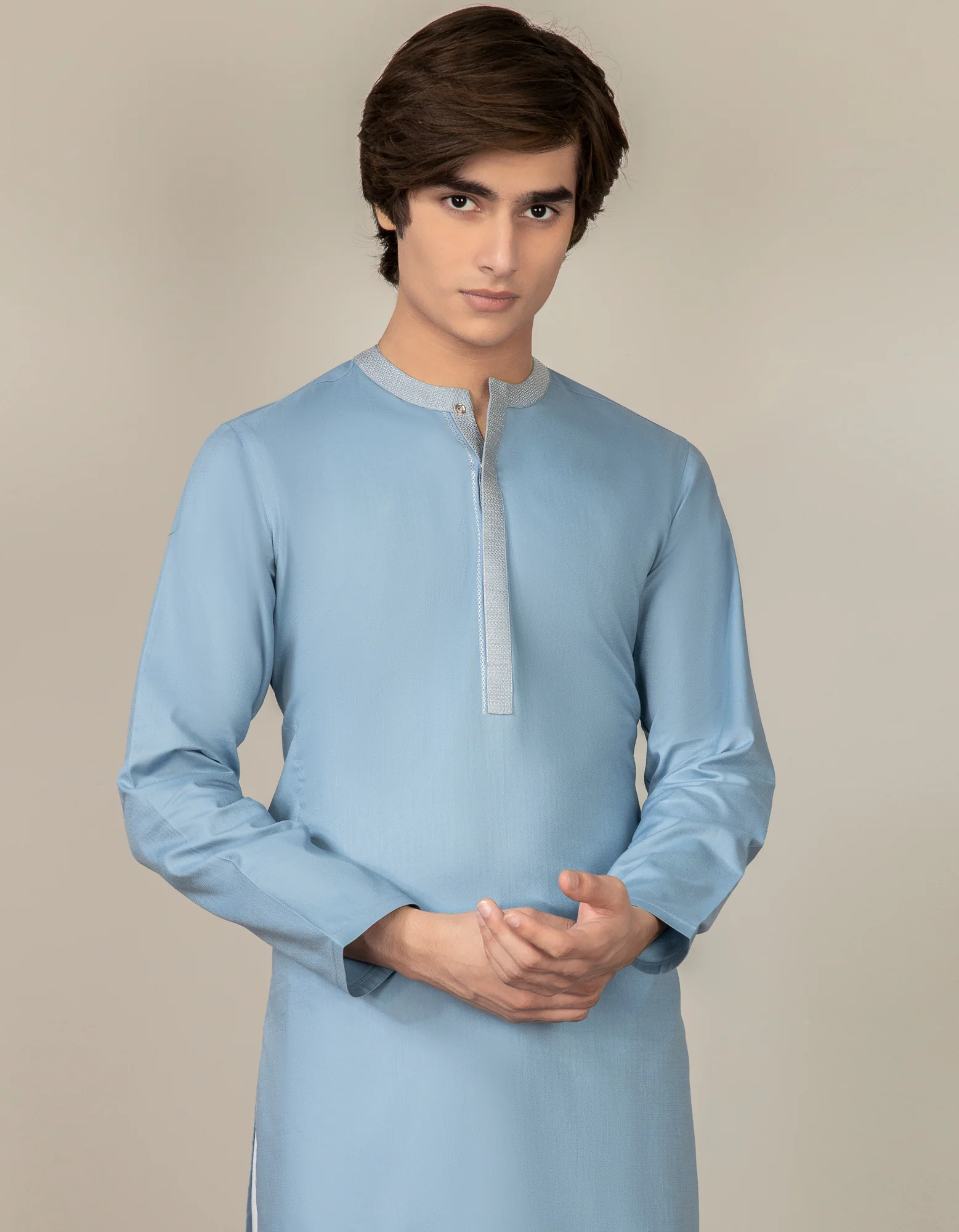 BLUISH GREY COTTON KURTA | JTK-S-US-38508/S22/JJ8133-CL - Image 3