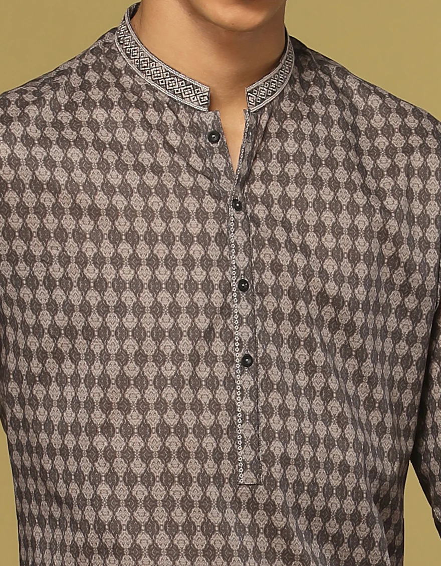 MULTI BROWN COTTON KURTA | JTK-S-US-38526/S22/JJ7546-SF - Image 2