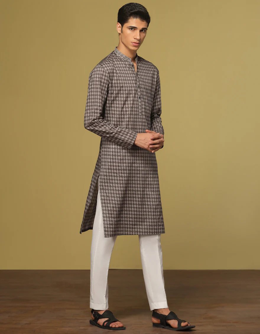 MULTI BROWN COTTON KURTA | JTK-S-US-38526/S22/JJ7546-SF - Image 3