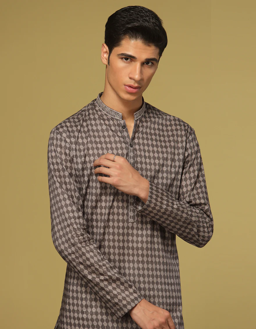 MULTI BROWN COTTON KURTA | JTK-S-US-38526/S22/JJ7546-SF - Image 4