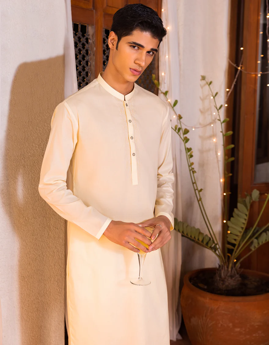 CREAM COTTON KURTA | JTK-S-US-38533/A22/JJ7546-SF - Image 4