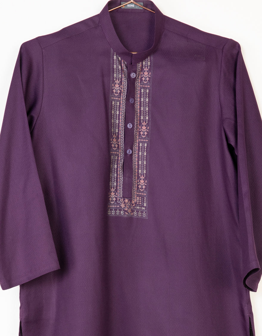 DARK PURPLE BLENDED KURTA | JTK-S-US-38714/S23/JJ8385-FL - Image 2