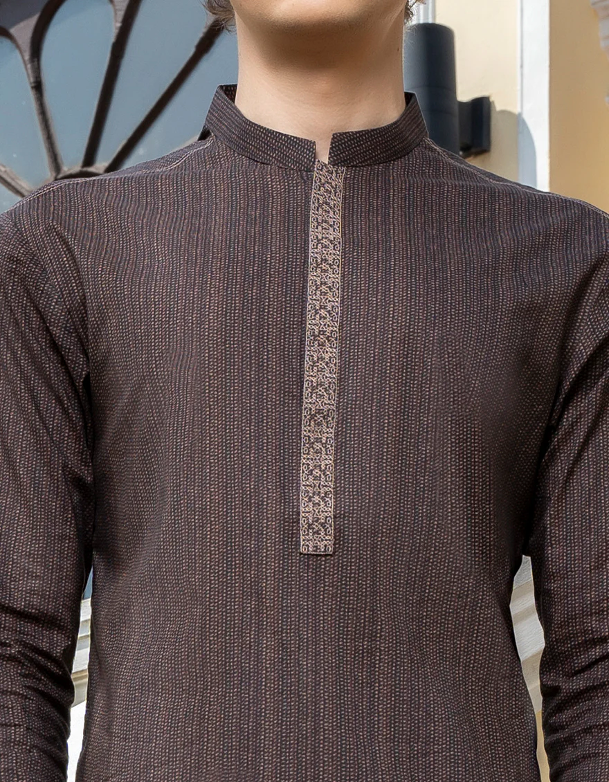 MUD BROWN COTTON KURTA | JTK-S-US-38721/S23/JJ8771-SF - Image 2