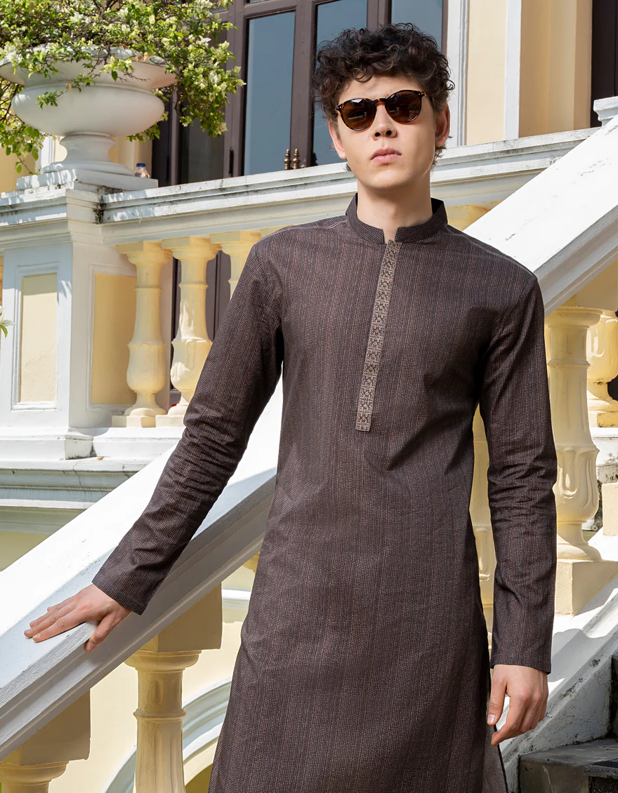 MUD BROWN COTTON KURTA | JTK-S-US-38721/S23/JJ8771-SF - Image 3