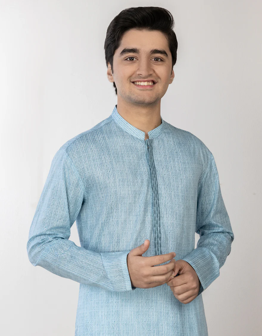 LIGHT BLUE COTTON KURTA | JTK-S-US-38722/S23/JJ8771-SF - Image 2
