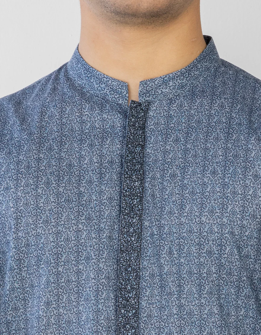BLUE COTTON KURTA | JTK-S-US-38723/S23/JJ8771-SF - Image 2