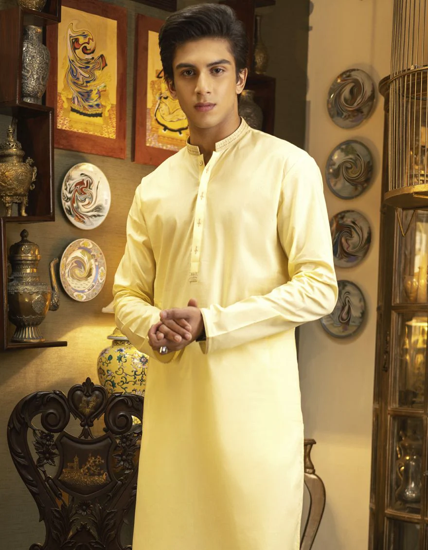 PALE YELLOW KURTA | JTK-S-US-39276/S22/JJ7546-SF - Image 2