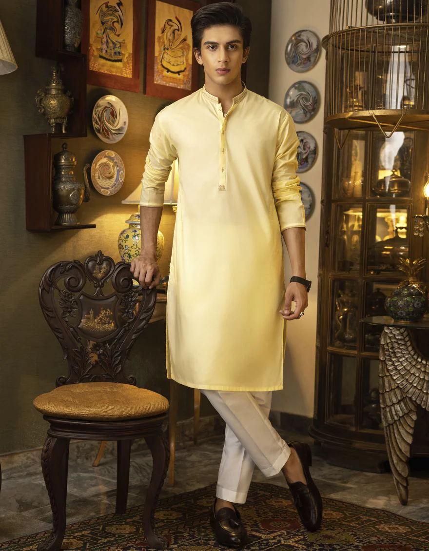 PALE YELLOW KURTA | JTK-S-US-39276/S22/JJ7546-SF - Image 5