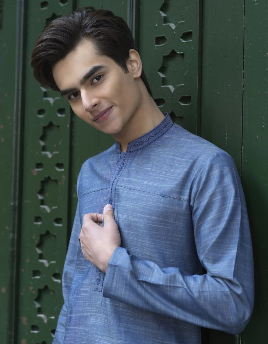 DENIM BLUE KURTA | JTK-S-US-39280/S22/JJ7608-CL - Image 2