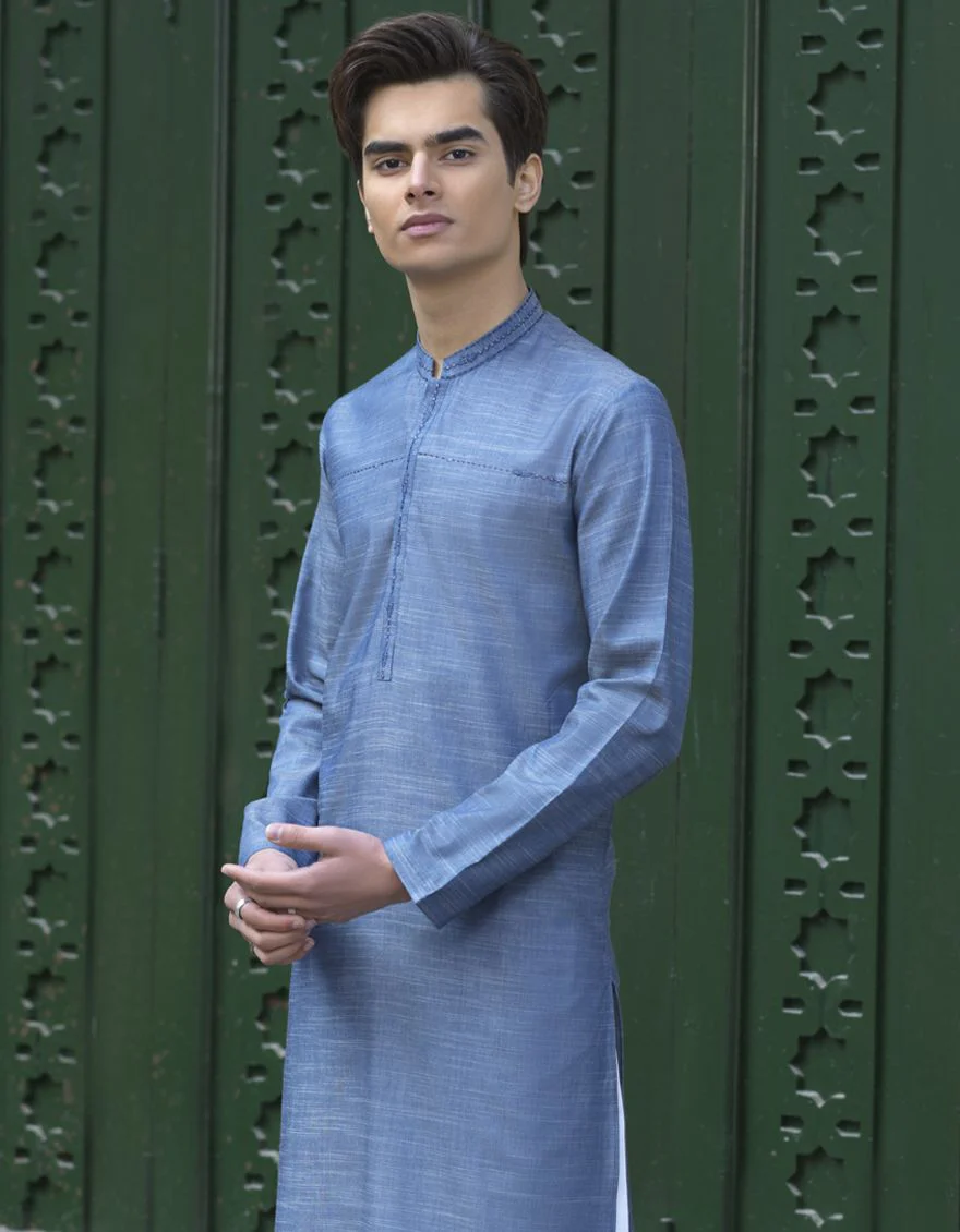 DENIM BLUE KURTA | JTK-S-US-39280/S22/JJ7608-CL - Image 3