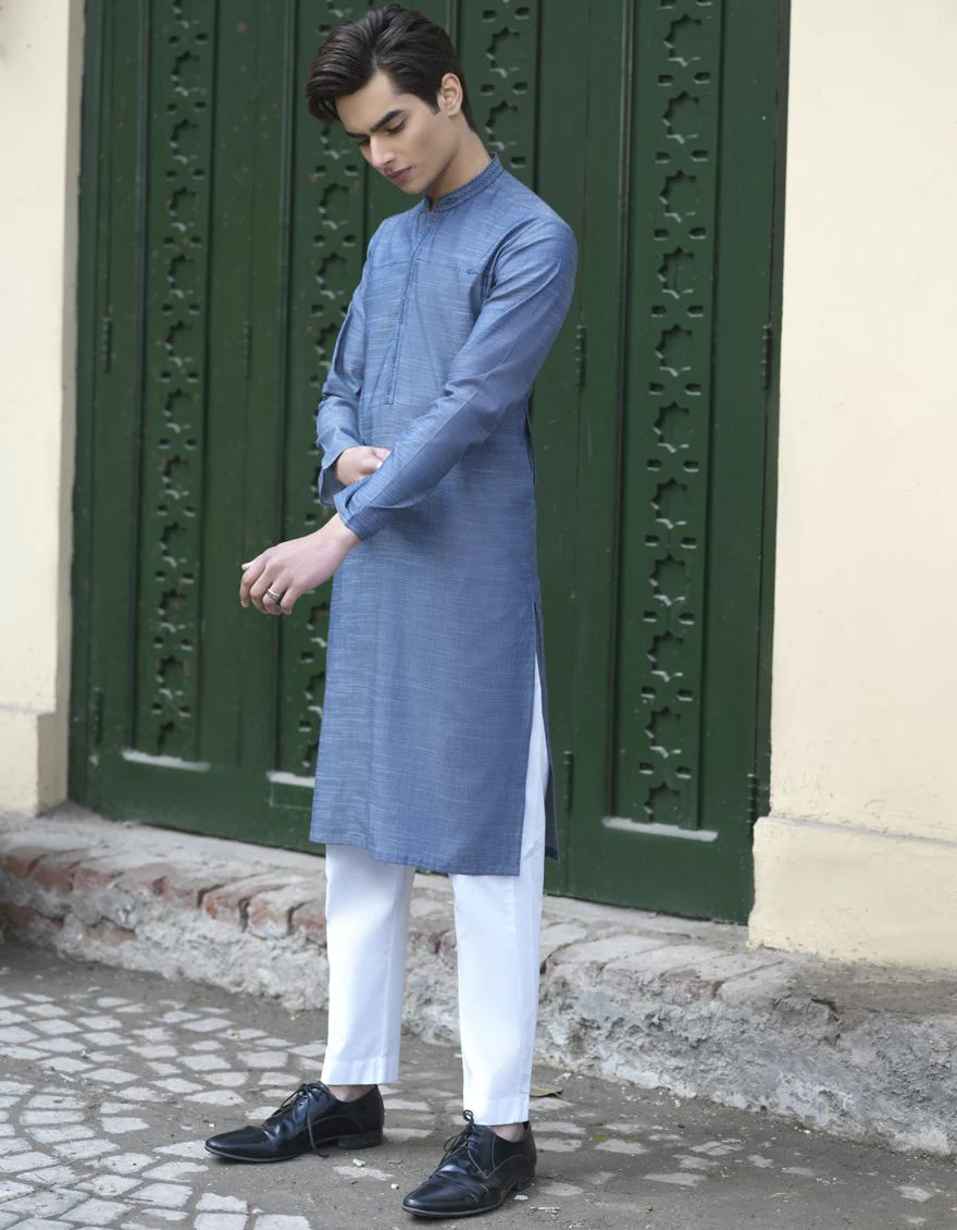 DENIM BLUE KURTA | JTK-S-US-39280/S22/JJ7608-CL - Image 4