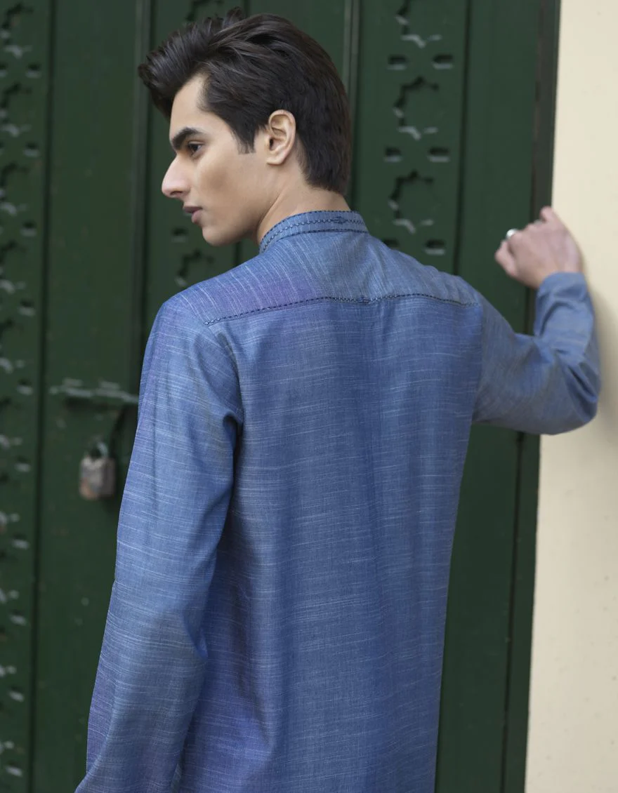 DENIM BLUE KURTA | JTK-S-US-39280/S22/JJ7608-CL - Image 6