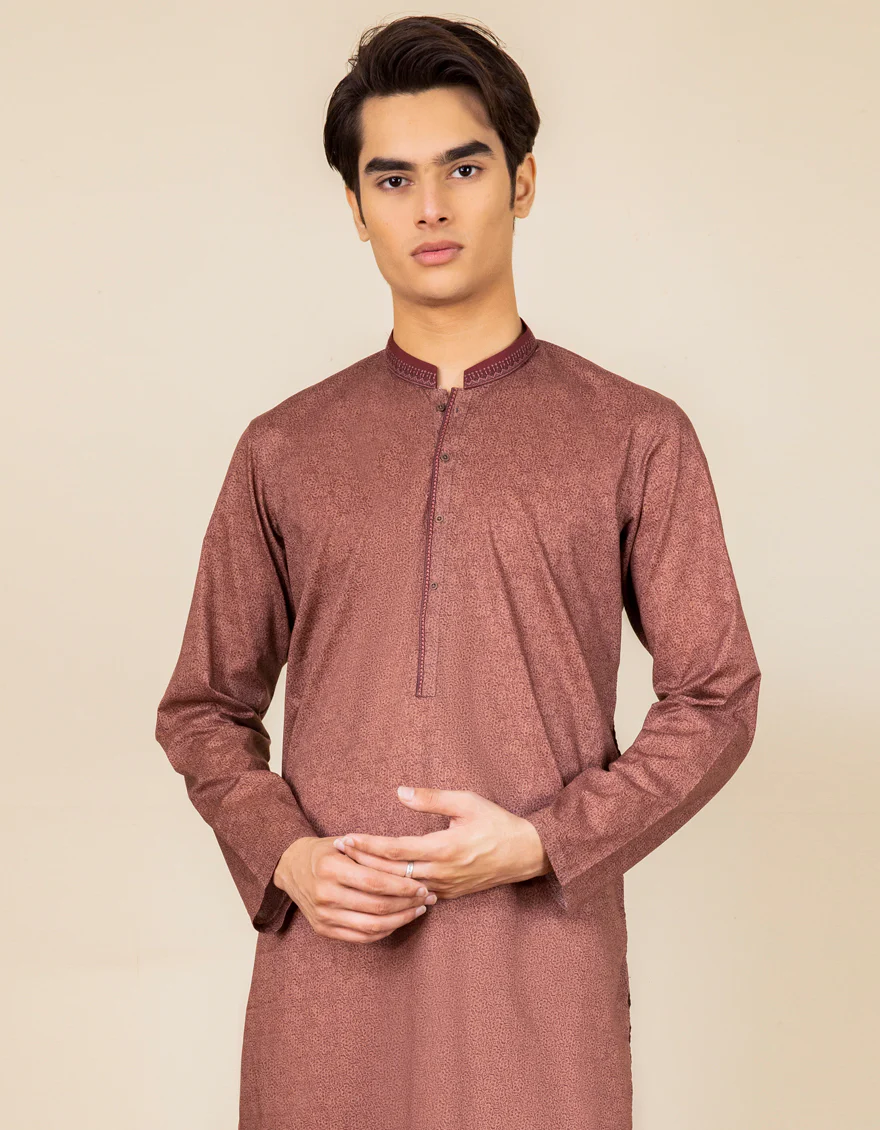DULL BROWN COTTON KURTA | JTK-S-US-39315/S22/JJ7546-SF - Image 3