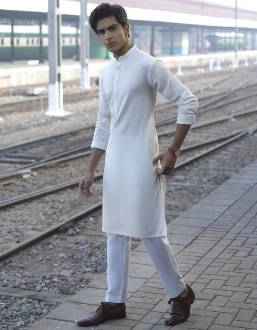 WHITE KURTA | JTK-S-US-40217/S22/DMR3174-PN - Image 3