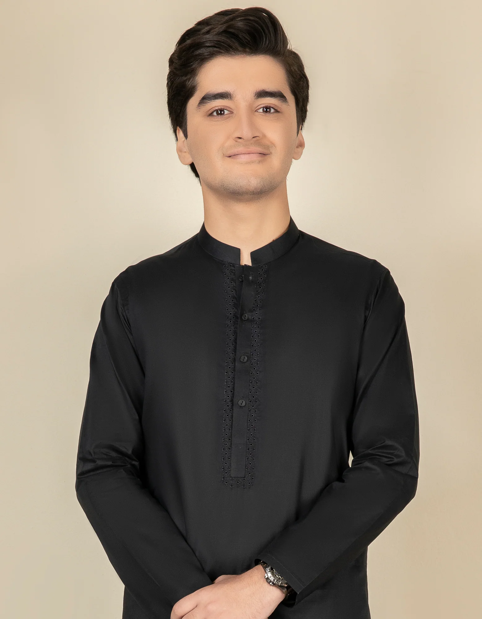 BLACK COTTON KURTA | JTK-S-US-41134/S22/JJ7546-SF - Image 6