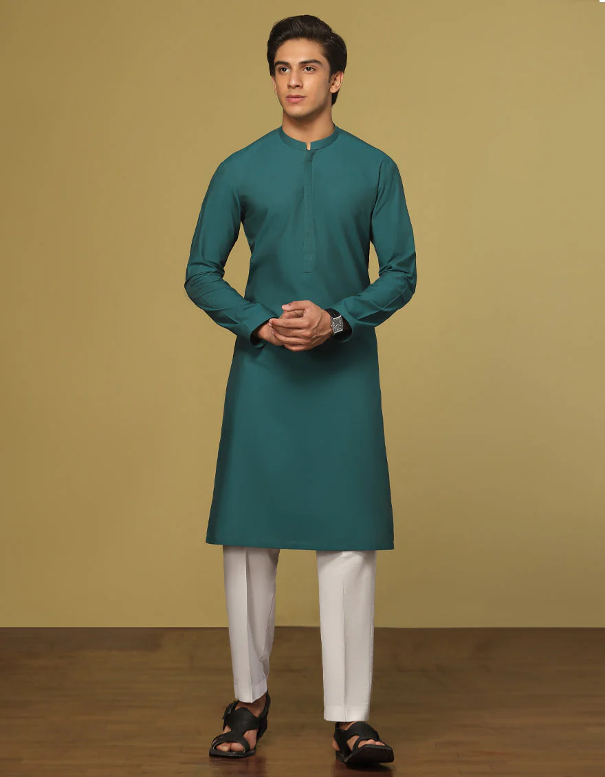 TEAL CVC KURTA | JTK-S-US-41153/S22/JJ7637-CL - Image 3