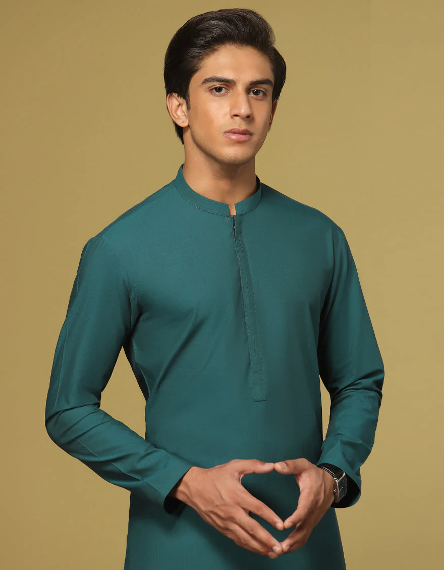 TEAL CVC KURTA | JTK-S-US-41153/S22/JJ7637-CL - Image 4