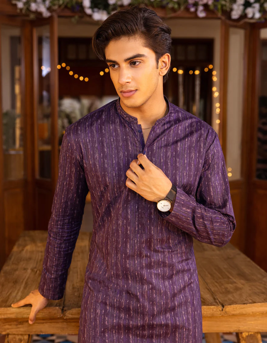 PURPLE COTTON KURTA | JTK-S-US-41154/S22/JJ7546-SF - Image 3