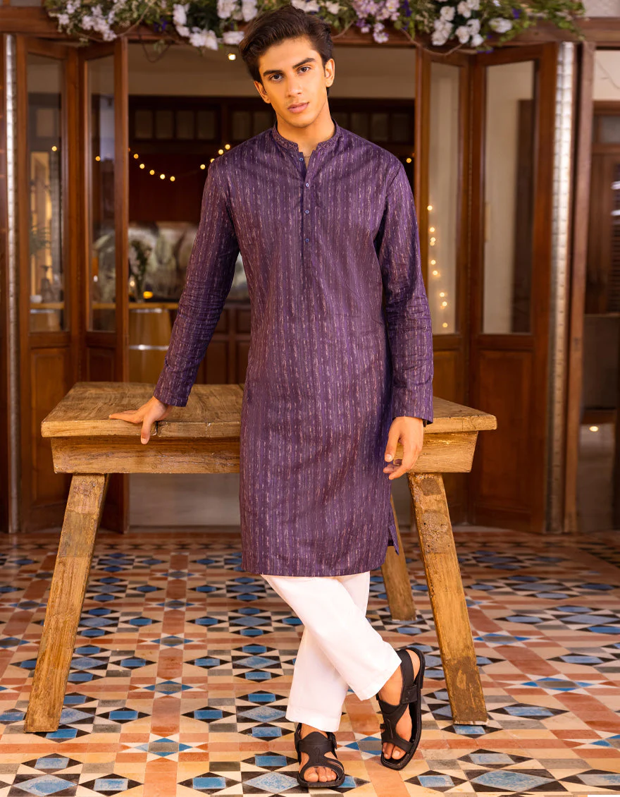 PURPLE COTTON KURTA | JTK-S-US-41154/S22/JJ7546-SF - Image 4