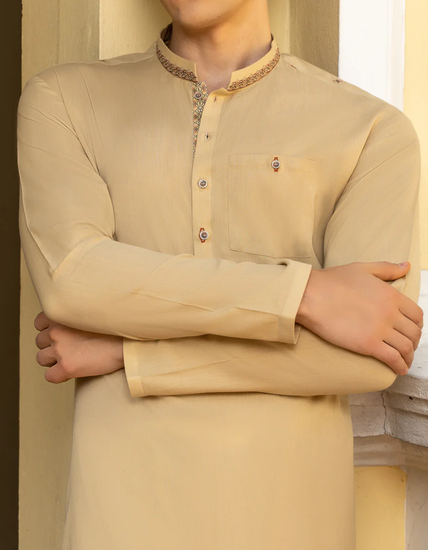 YELLOW COTTON KURTA | JTK-S-US-46108/S23/DME3193-CL - Image 2