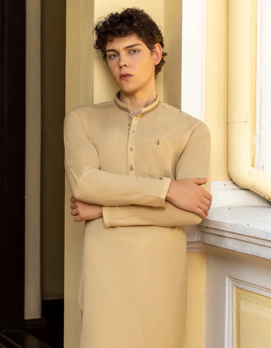 YELLOW COTTON KURTA | JTK-S-US-46108/S23/DME3193-CL - Image 3