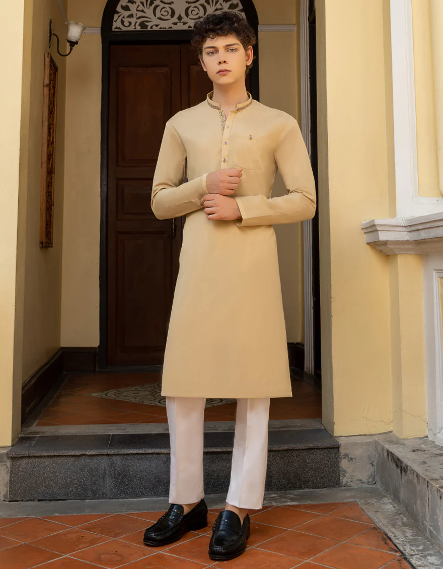 YELLOW COTTON KURTA | JTK-S-US-46108/S23/DME3193-CL - Image 4
