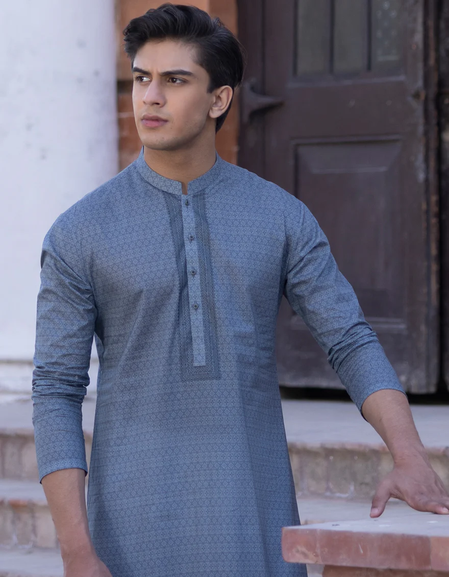 GREY COTTON KURTA | JTK-S-US-46147/S23/JJ8771-SF - Image 2