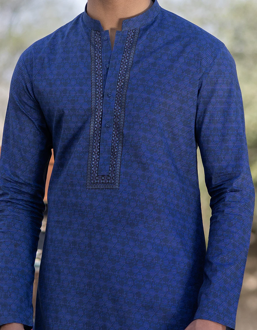BLUE COTTON KURTA | JTK-S-US-46148/S23/JJ8771-SF - Image 2
