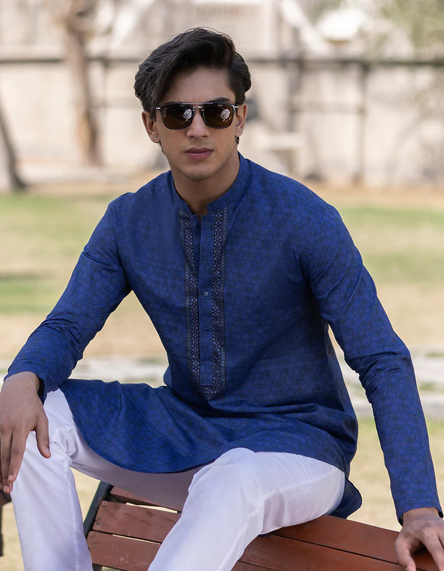 BLUE COTTON KURTA | JTK-S-US-46148/S23/JJ8771-SF - Image 3