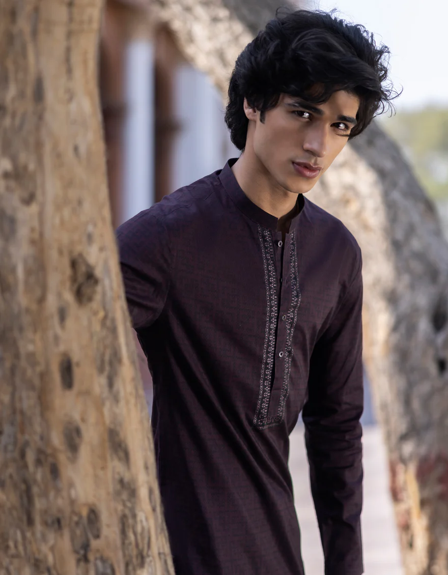 MAROON COTTON KURTA | JTK-S-US-46149/S23/JJ8771-SF - Image 2