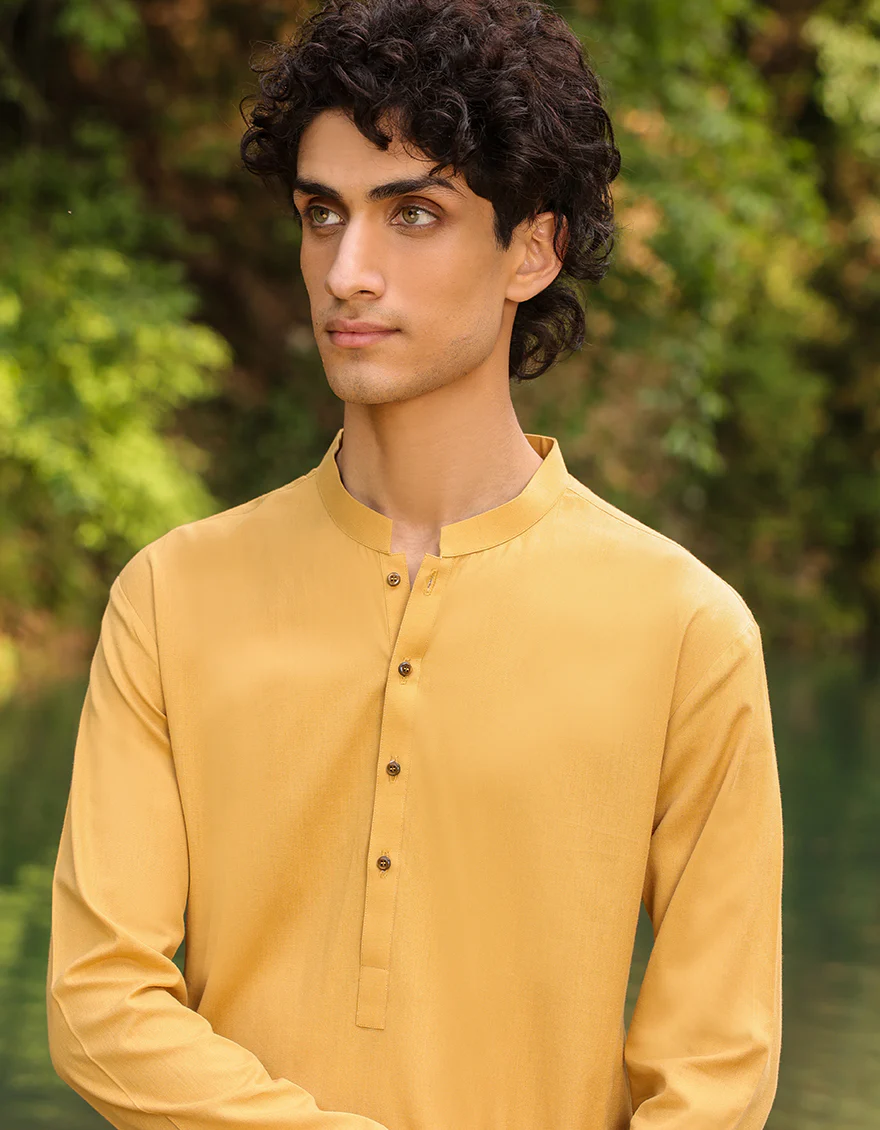 MUSTARD COTTON KURTA | JTK-S-US-46152/S23/DME3212-PN - Image 2