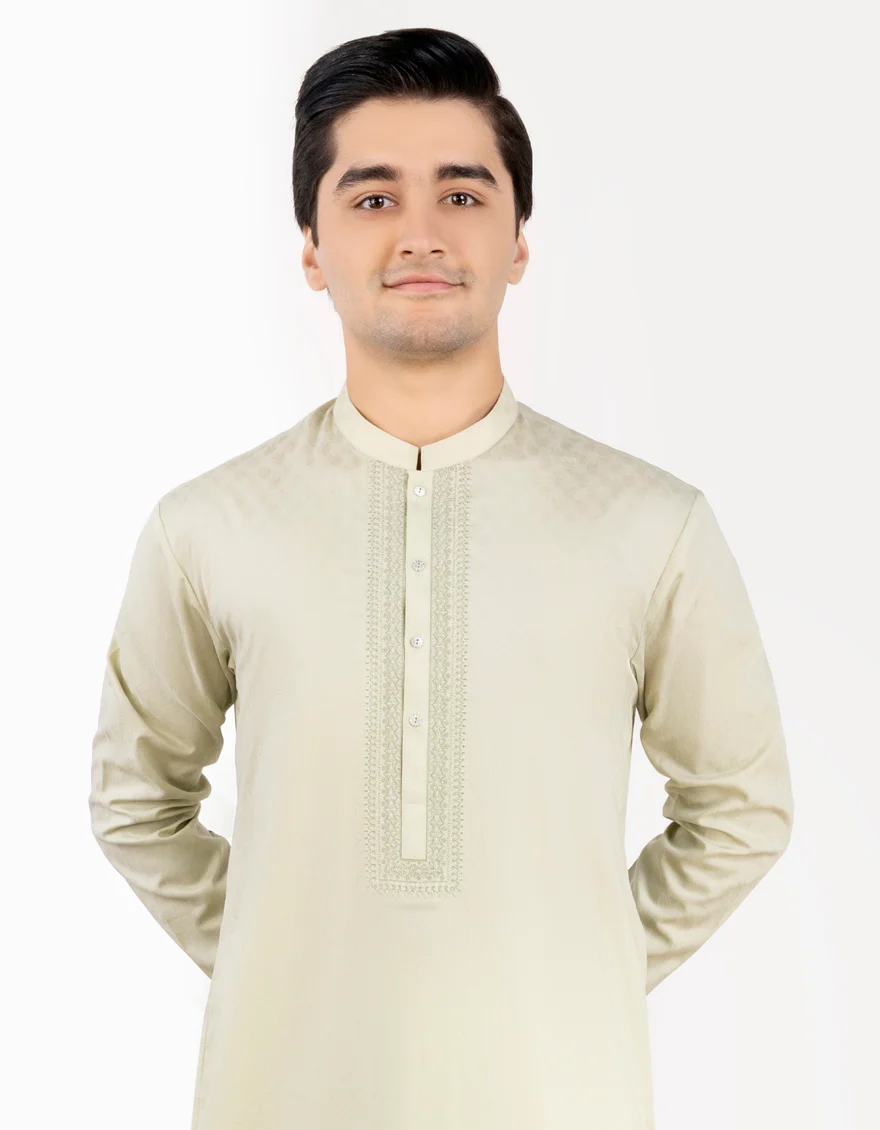 JADE GREEN COTTON KURTA | JTK-S-US-46156/S23/JJ8749-SF - Image 2