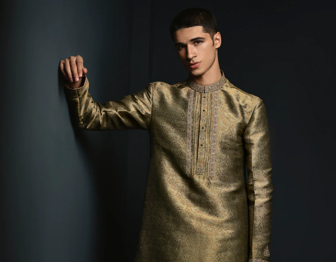 GREEN KURTA | JTK-SP-48003/S23/JJ8849-FL - Image 3