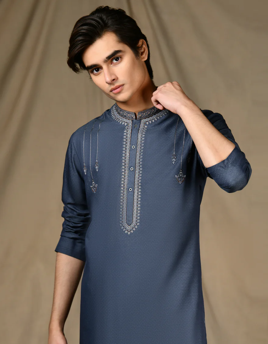 GREY BLENDED KURTA | JTK-SP-A-45404/S24/JJ8800-FL - Image 2