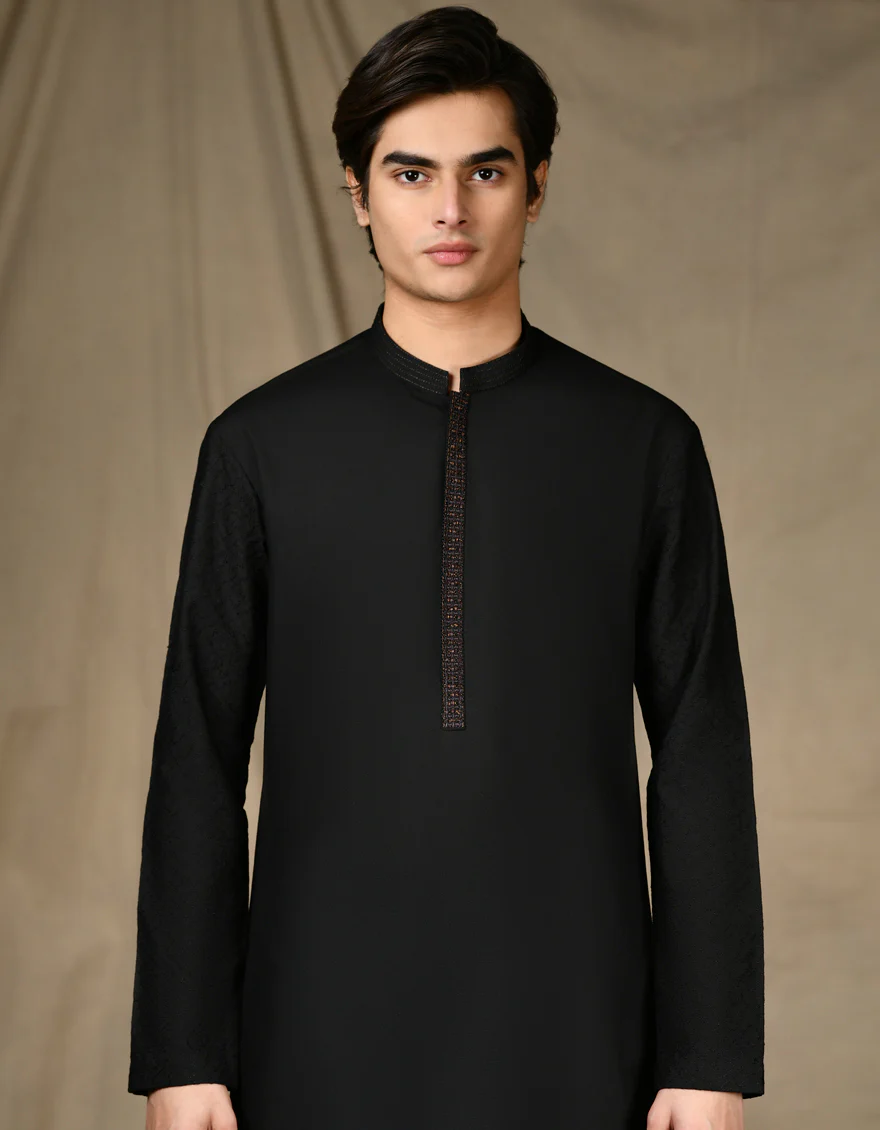 BLACK KURTA | JTK-SP-A-45426/S24/JJ8791-FL - Image 2
