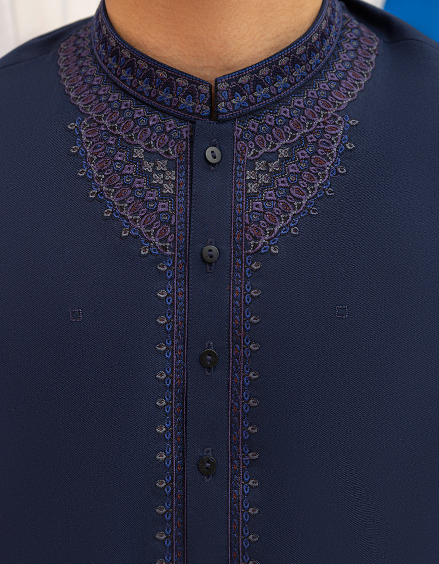 NAVY BLUE BLENDED SPECIAL KURTA | JTK-SP-A-45529/S25/J - Image 2