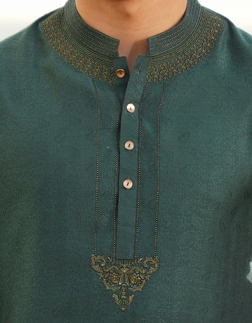 DARK GREEN BLENDED SPECIAL KURTA | JTK-SP-A-45530/S25/JJ9517-FL - Image 2