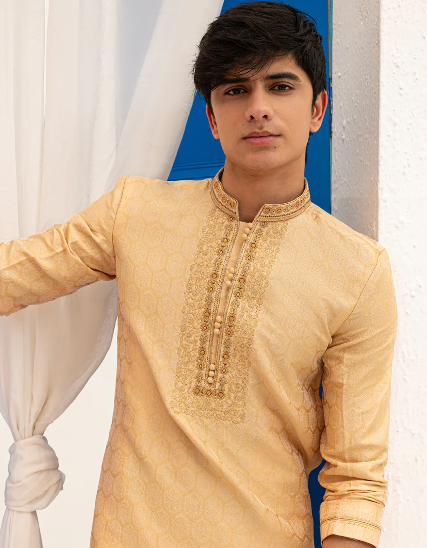 WHITE BLENDED SPECIAL KURTA | JTK-SP-A-48220/S25/J - Image 3