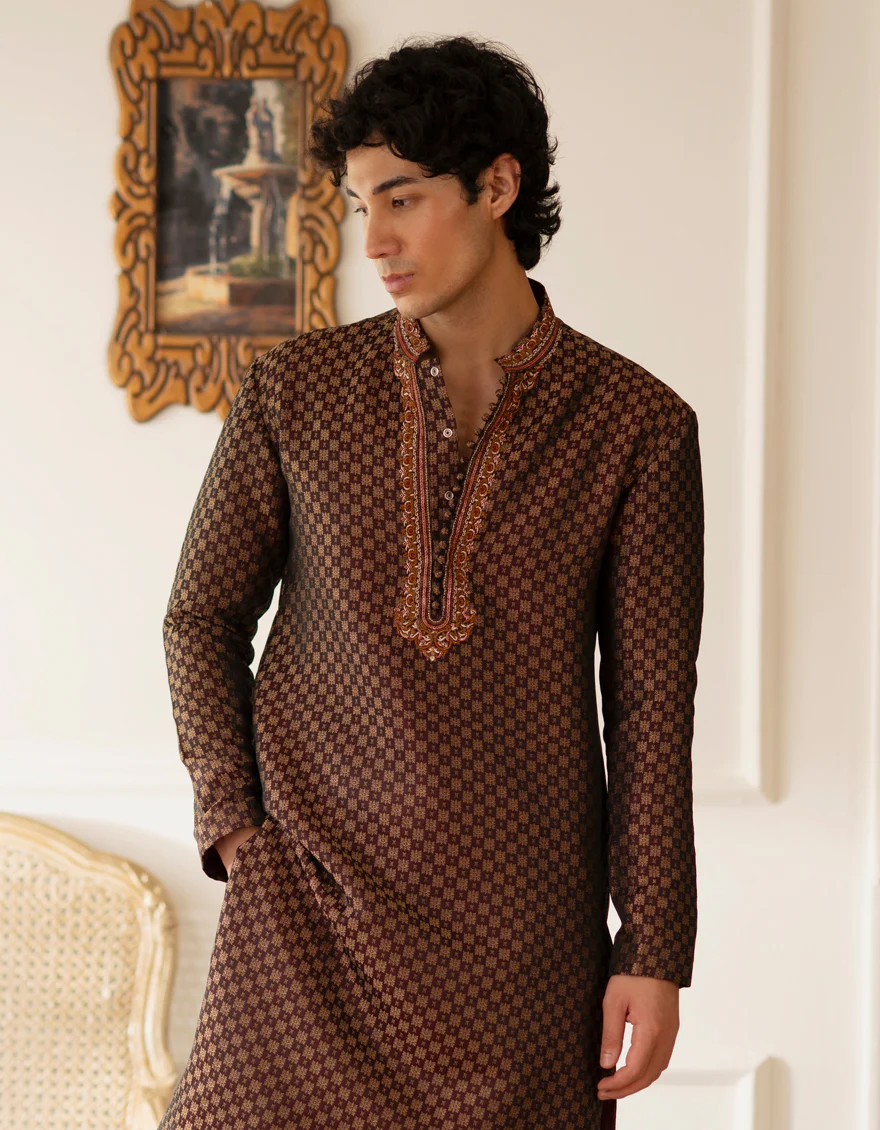 MAROON BLENDED SPECIAL KURTA | JTK-SP-A-48226/S25/JJ9882-FL - Image 2