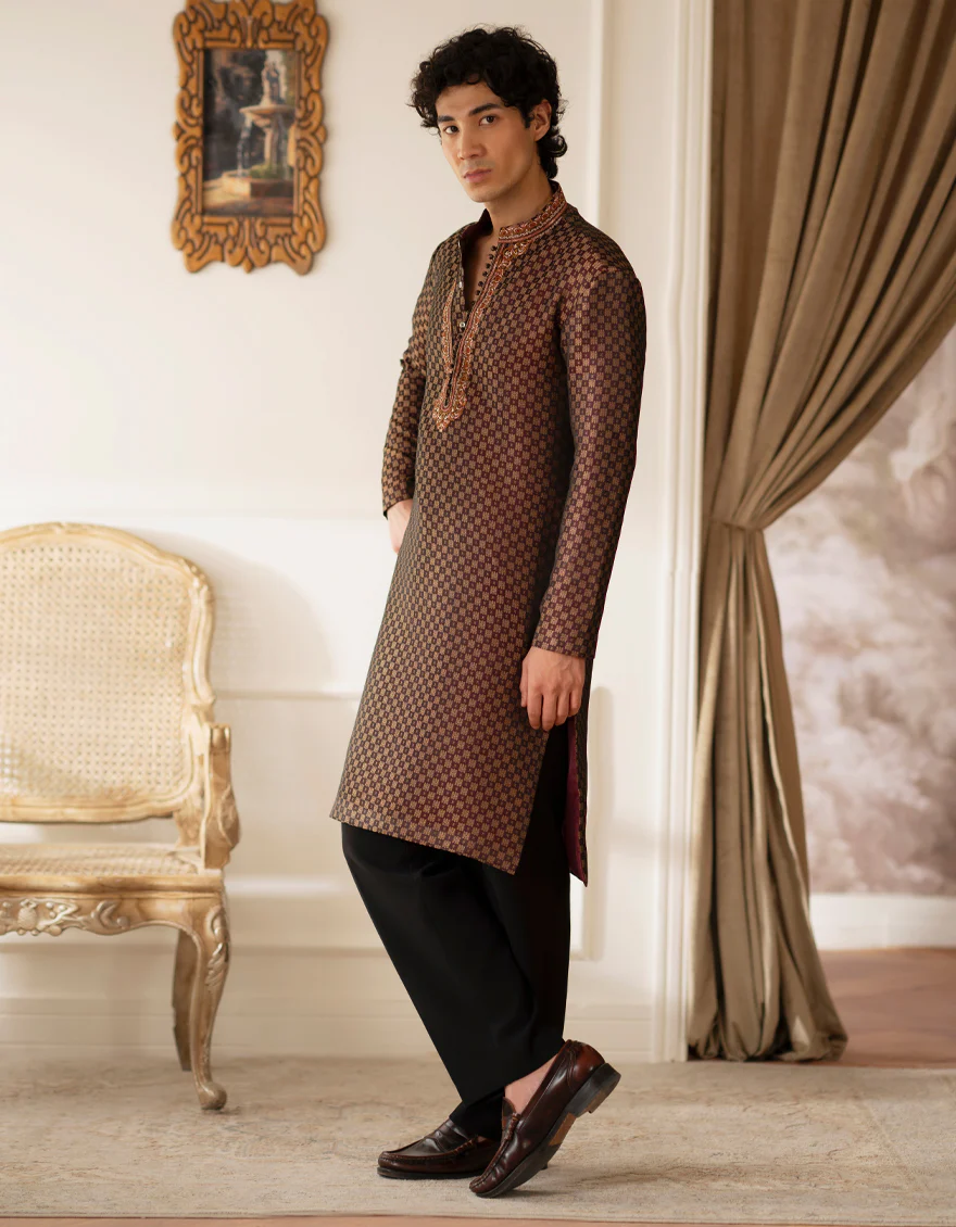 MAROON BLENDED SPECIAL KURTA | JTK-SP-A-48226/S25/JJ9882-FL - Image 3