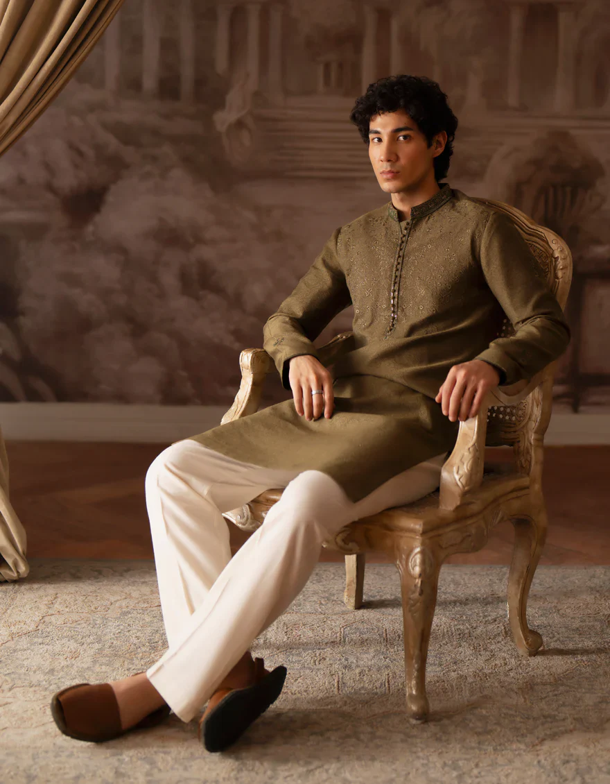 GREEN BLENDED SPECIAL KURTA | JTK-SP-A-48232/S25/JJ9791-FL - Image 2