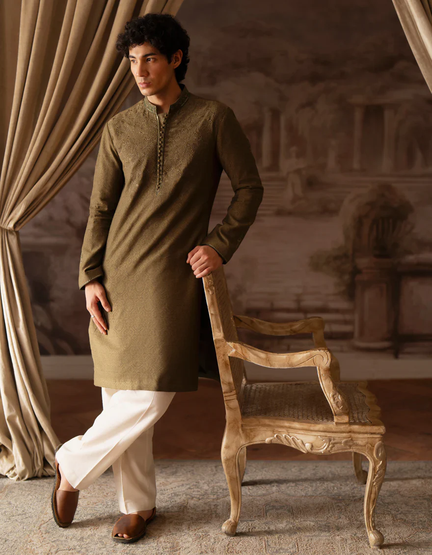 GREEN BLENDED SPECIAL KURTA | JTK-SP-A-48232/S25/JJ9791-FL - Image 5