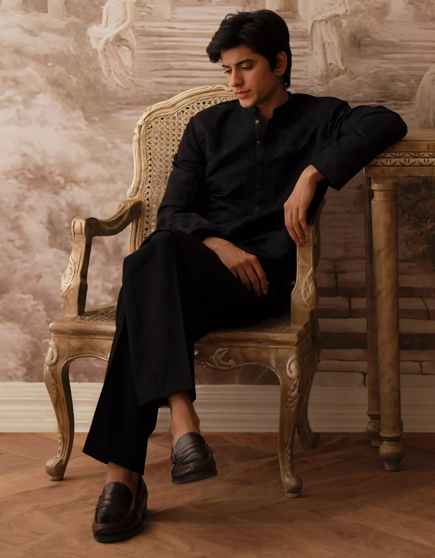 BLACK BLENDED SPECIAL KURTA | JTK-SP-A-50065/S25/JJ9884-FL - Image 2