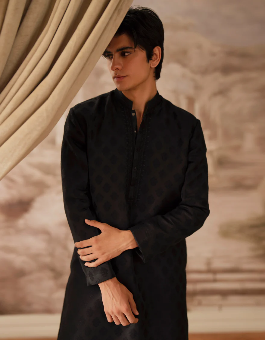 BLACK BLENDED SPECIAL KURTA | JTK-SP-A-50065/S25/JJ9884-FL - Image 3